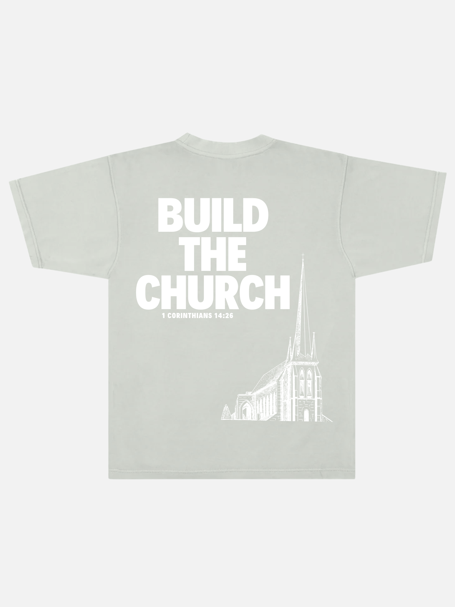 BUILD THE CHURCH TEE FADED SAGE