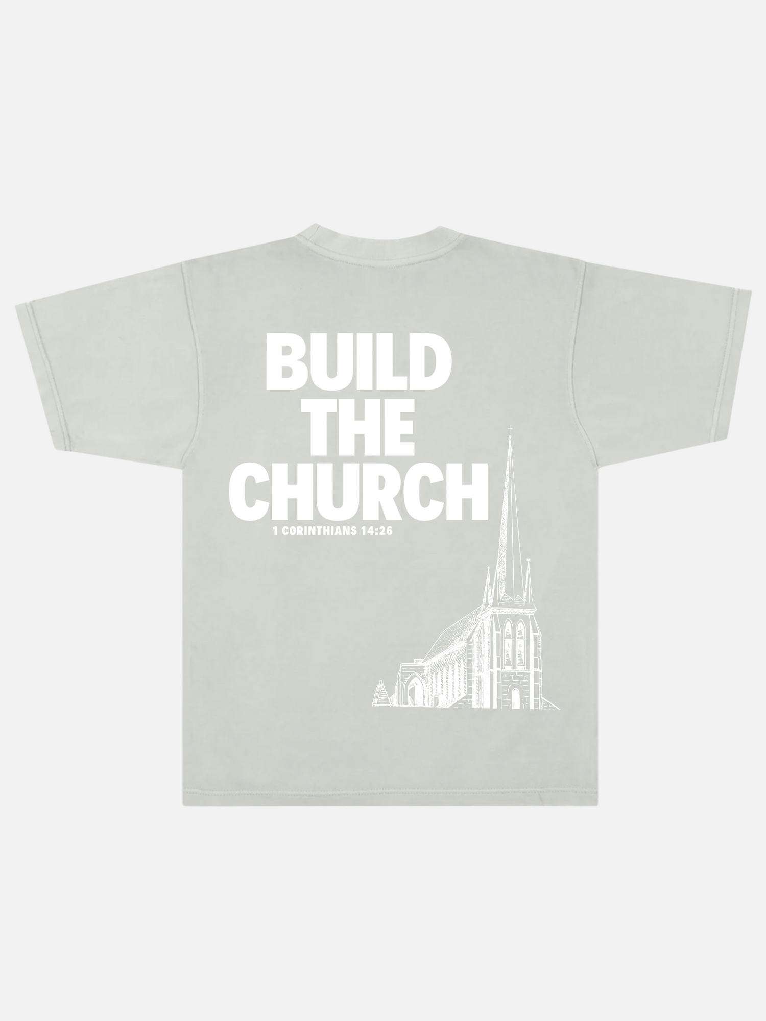 BUILD THE CHURCH TEE FADED SAGE