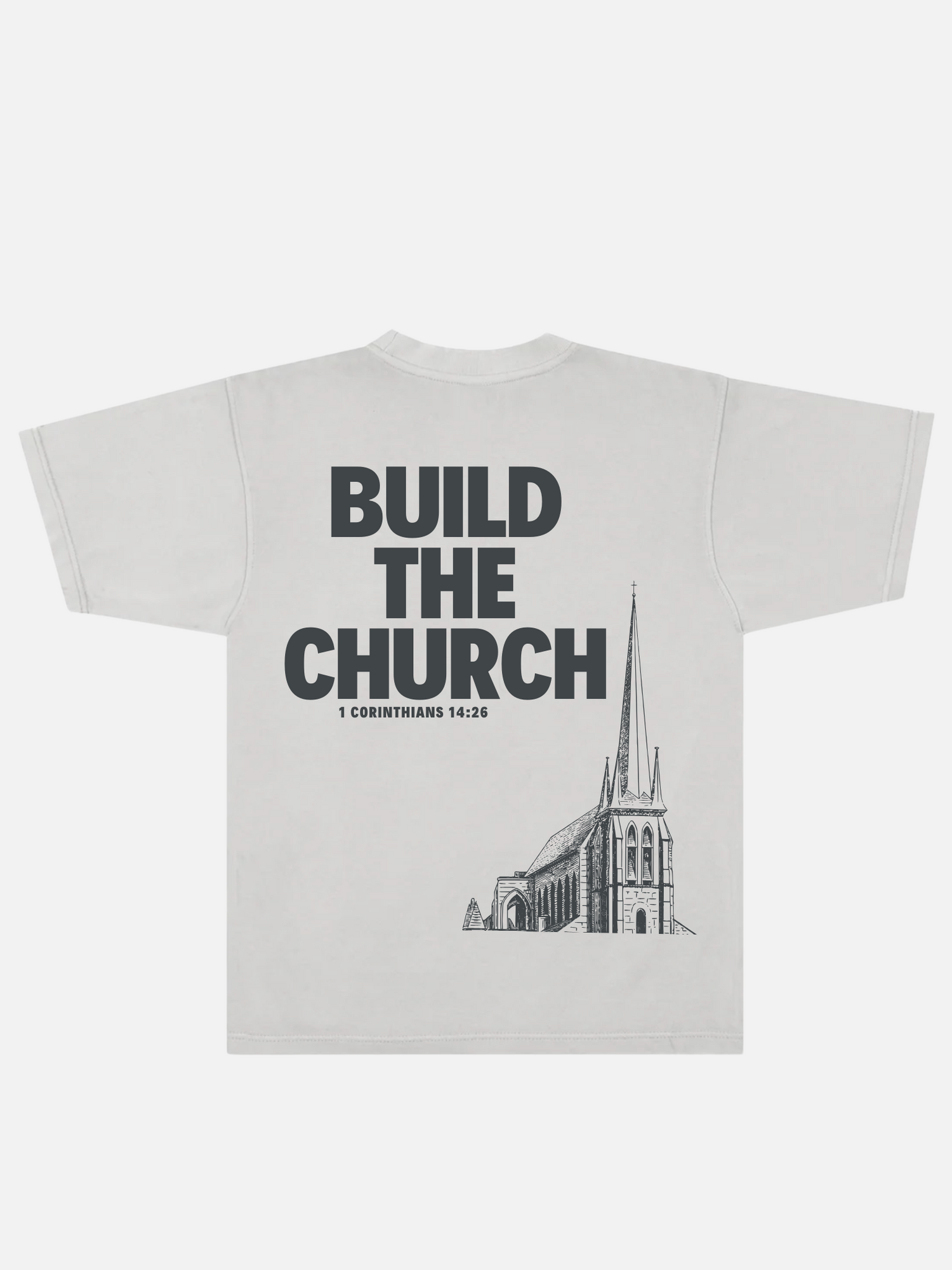 BUILD THE CHURCH TEE FADED CEMENT