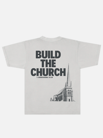BUILD THE CHURCH TEE FADED CEMENT